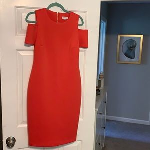 Coral Calvin Klein Cold Shoulder Bodycon
